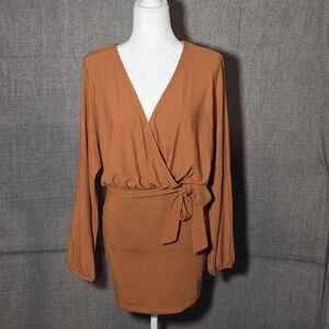 Forever 21 Rust Orange Sweater Mini Dress Medium